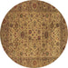 Round Machine Washable Persian Brown Traditional Rug, wshtr7brn