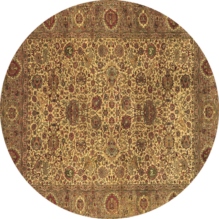 Round Persian Brown Traditional Rug, tr7brn