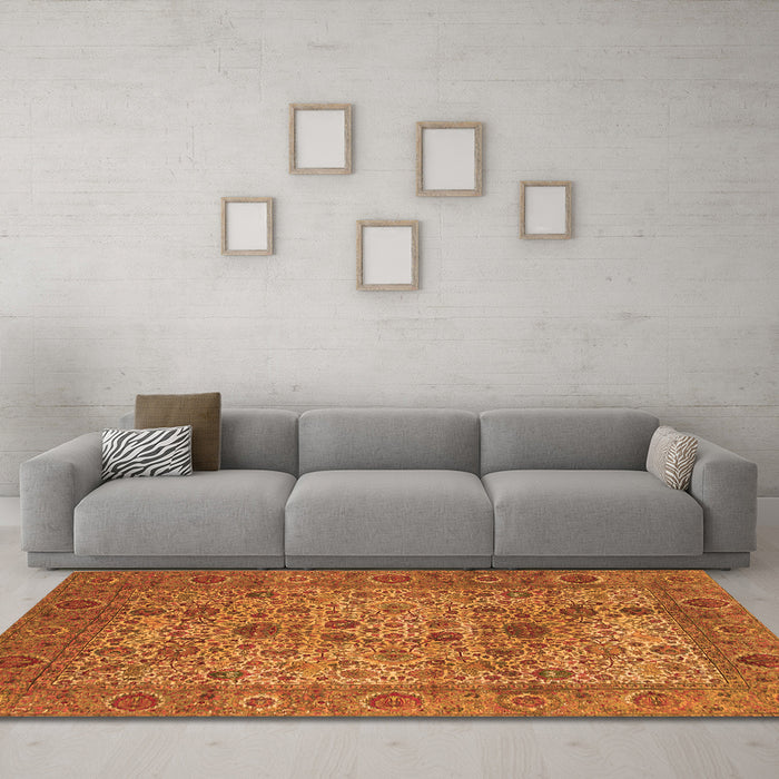 Machine Washable Persian Orange Traditional Area Rugs in a Living Room, wshtr7org