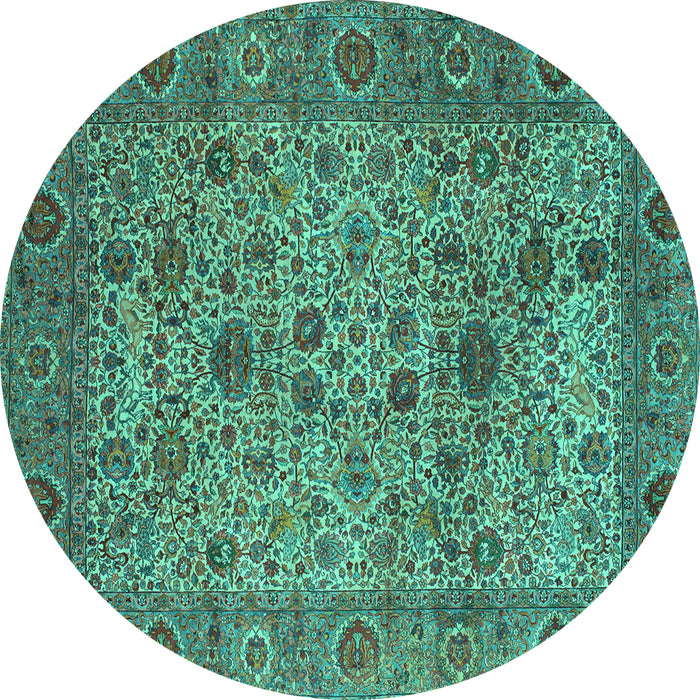 Round Persian Turquoise Traditional Rug, tr7turq