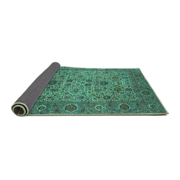 Sideview of Persian Turquoise Traditional Rug, tr7turq