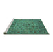 Sideview of Machine Washable Persian Turquoise Traditional Area Rugs, wshtr7turq