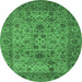 Round Persian Emerald Green Traditional Rug, tr7emgrn