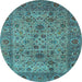 Round Persian Light Blue Traditional Rug, tr7lblu