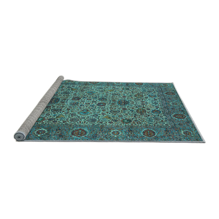 Sideview of Machine Washable Persian Light Blue Traditional Rug, wshtr7lblu