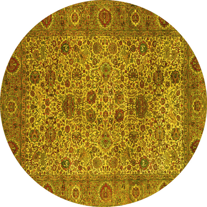 Round Persian Yellow Traditional Rug, tr7yw