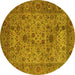 Round Persian Yellow Traditional Rug, tr7yw