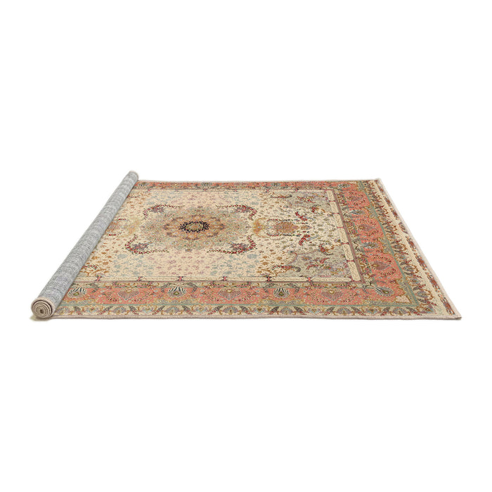 Sideview of Machine Washable Traditional Brown Rug, wshtr8