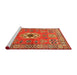 Sideview of Machine Washable Traditional Orange Rug, wshtr800