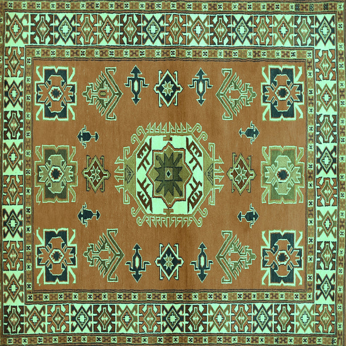 Square Machine Washable Geometric Turquoise Traditional Area Rugs, wshtr800turq
