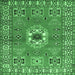 Square Geometric Emerald Green Traditional Rug, tr800emgrn