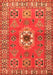 Serging Thickness of Machine Washable Geometric Orange Traditional Area Rugs, wshtr800org