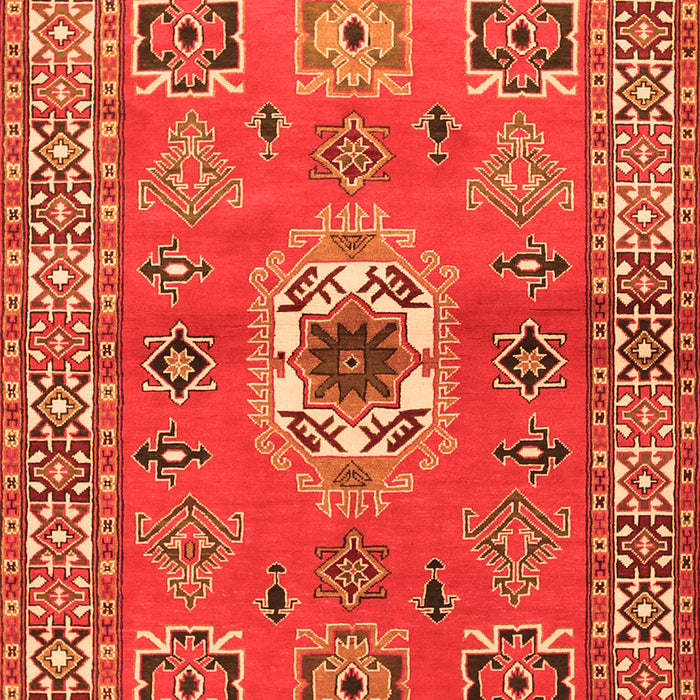 Serging Thickness of Machine Washable Geometric Orange Traditional Area Rugs, wshtr800org