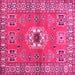 Square Machine Washable Geometric Pink Traditional Rug, wshtr800pnk