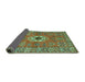 Sideview of Geometric Turquoise Traditional Rug, tr800turq