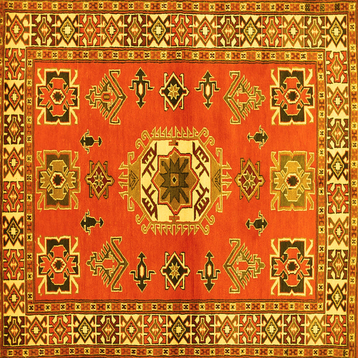 Square Geometric Yellow Traditional Rug, tr800yw