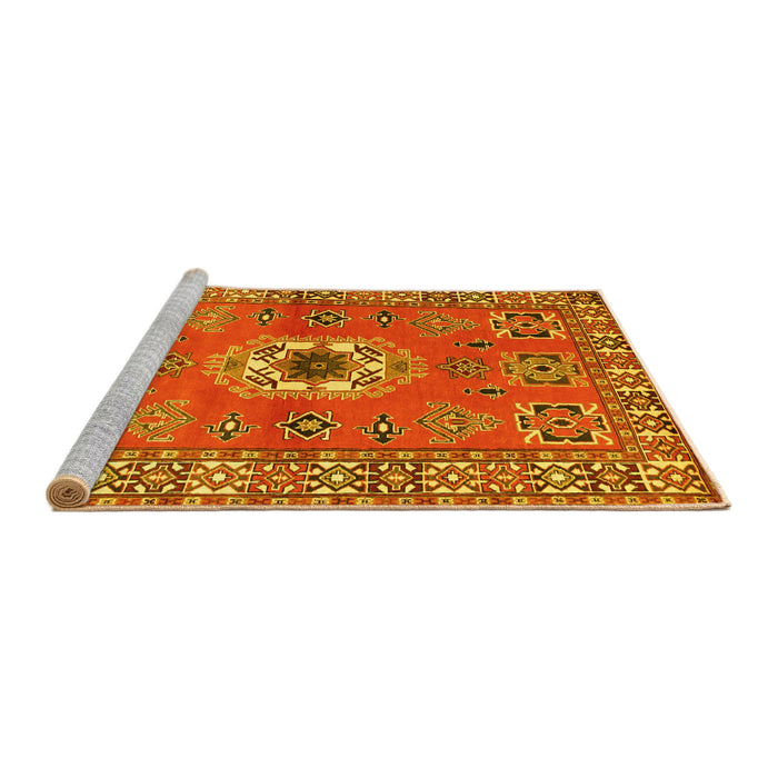 Sideview of Machine Washable Geometric Yellow Traditional Rug, wshtr800yw