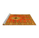 Sideview of Machine Washable Geometric Yellow Traditional Rug, wshtr800yw