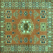 Square Geometric Turquoise Traditional Rug, tr800turq