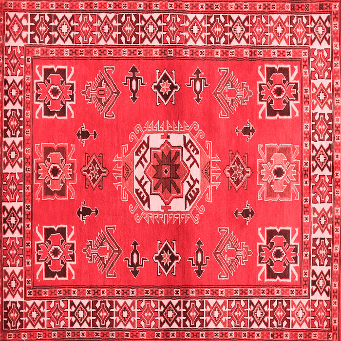 Machine Washable Geometric Red Traditional Rug, wshtr800red