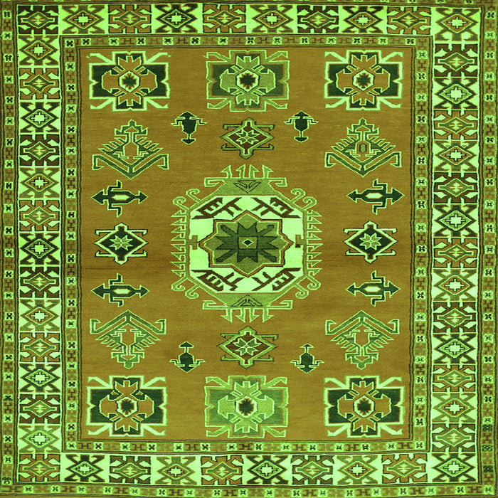 Round Machine Washable Geometric Green Traditional Area Rugs, wshtr800grn
