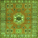 Round Machine Washable Geometric Green Traditional Area Rugs, wshtr800grn