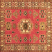 Square Machine Washable Geometric Brown Traditional Rug, wshtr800brn