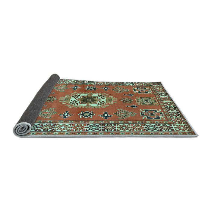 Sideview of Geometric Light Blue Traditional Rug, tr800lblu
