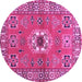 Round Machine Washable Geometric Purple Traditional Area Rugs, wshtr800pur
