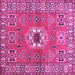 Square Machine Washable Geometric Purple Traditional Area Rugs, wshtr800pur