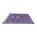 Sideview of Machine Washable Geometric Blue Traditional Rug, wshtr800blu