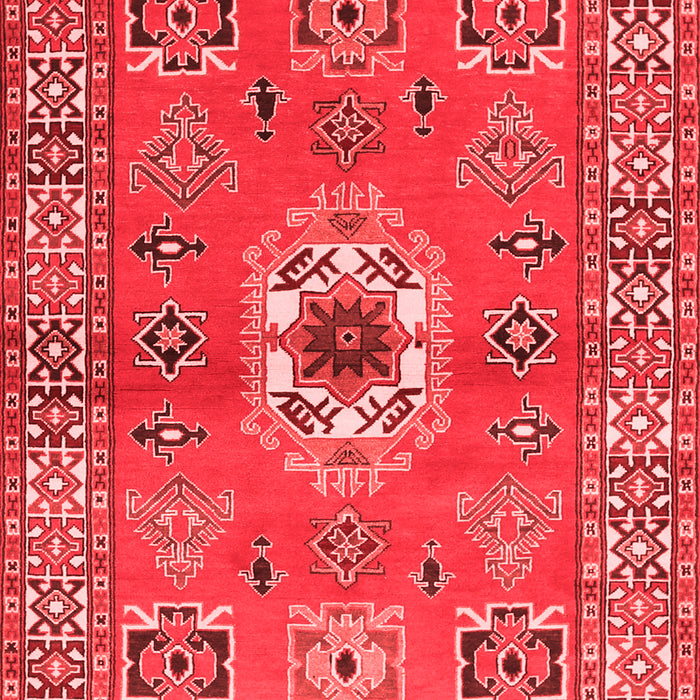 Machine Washable Geometric Red Traditional Rug, wshtr800red