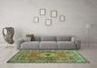 Machine Washable Geometric Turquoise Traditional Area Rugs in a Living Room,, wshtr800turq