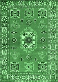 Geometric Emerald Green Traditional Rug, tr800emgrn