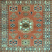 Square Geometric Light Blue Traditional Rug, tr800lblu