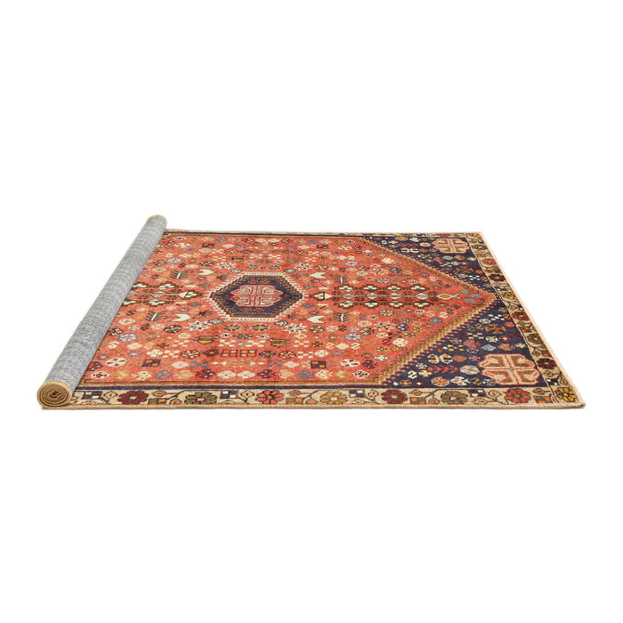 Sideview of Machine Washable Traditional Sand Brown Rug, wshtr801