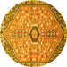 Round Persian Yellow Traditional Rug, tr801yw