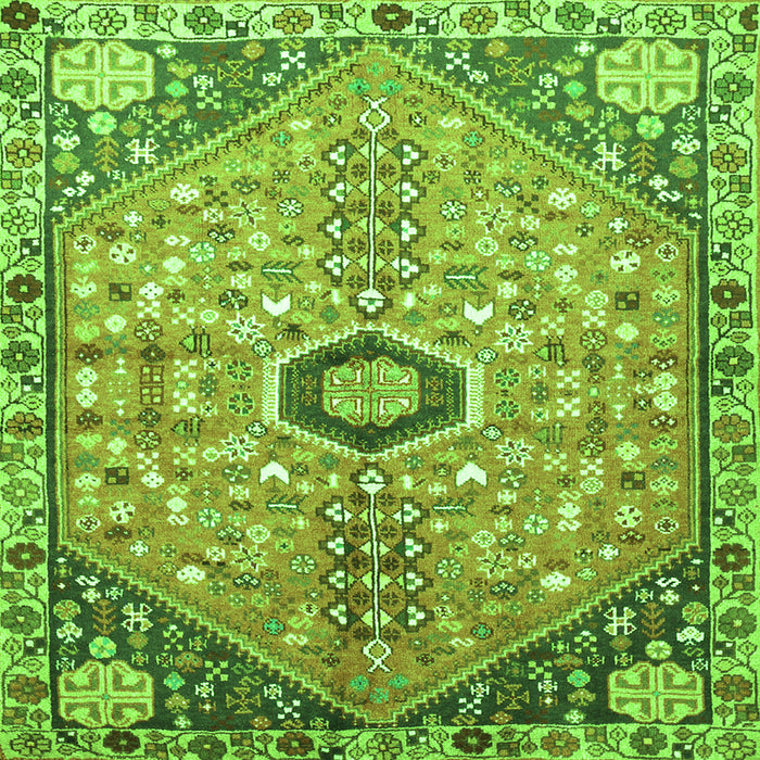 Round Machine Washable Persian Green Traditional Area Rugs, wshtr801grn