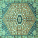 Square Machine Washable Persian Turquoise Traditional Area Rugs, wshtr801turq