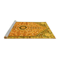 Sideview of Machine Washable Persian Yellow Traditional Rug, wshtr801yw