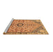 Sideview of Machine Washable Persian Brown Traditional Rug, wshtr801brn