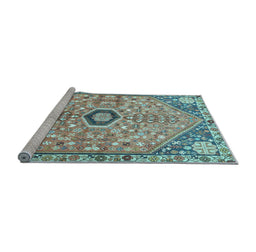 Sideview of Machine Washable Persian Light Blue Traditional Rug, wshtr801lblu