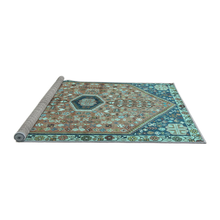 Sideview of Machine Washable Persian Light Blue Traditional Rug, wshtr801lblu