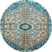 Round Persian Light Blue Traditional Rug, tr801lblu