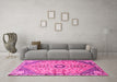 Machine Washable Persian Pink Traditional Rug in a Living Room, wshtr801pnk