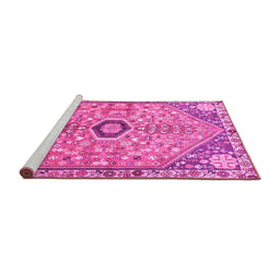 Sideview of Machine Washable Persian Pink Traditional Rug, wshtr801pnk