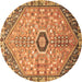 Round Machine Washable Persian Brown Traditional Rug, wshtr801brn