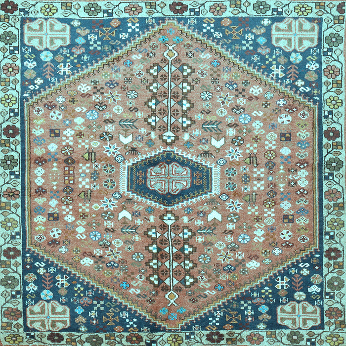Square Machine Washable Persian Light Blue Traditional Rug, wshtr801lblu