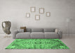 Machine Washable Persian Emerald Green Traditional Area Rugs in a Living Room,, wshtr801emgrn