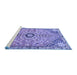 Sideview of Machine Washable Persian Blue Traditional Rug, wshtr801blu